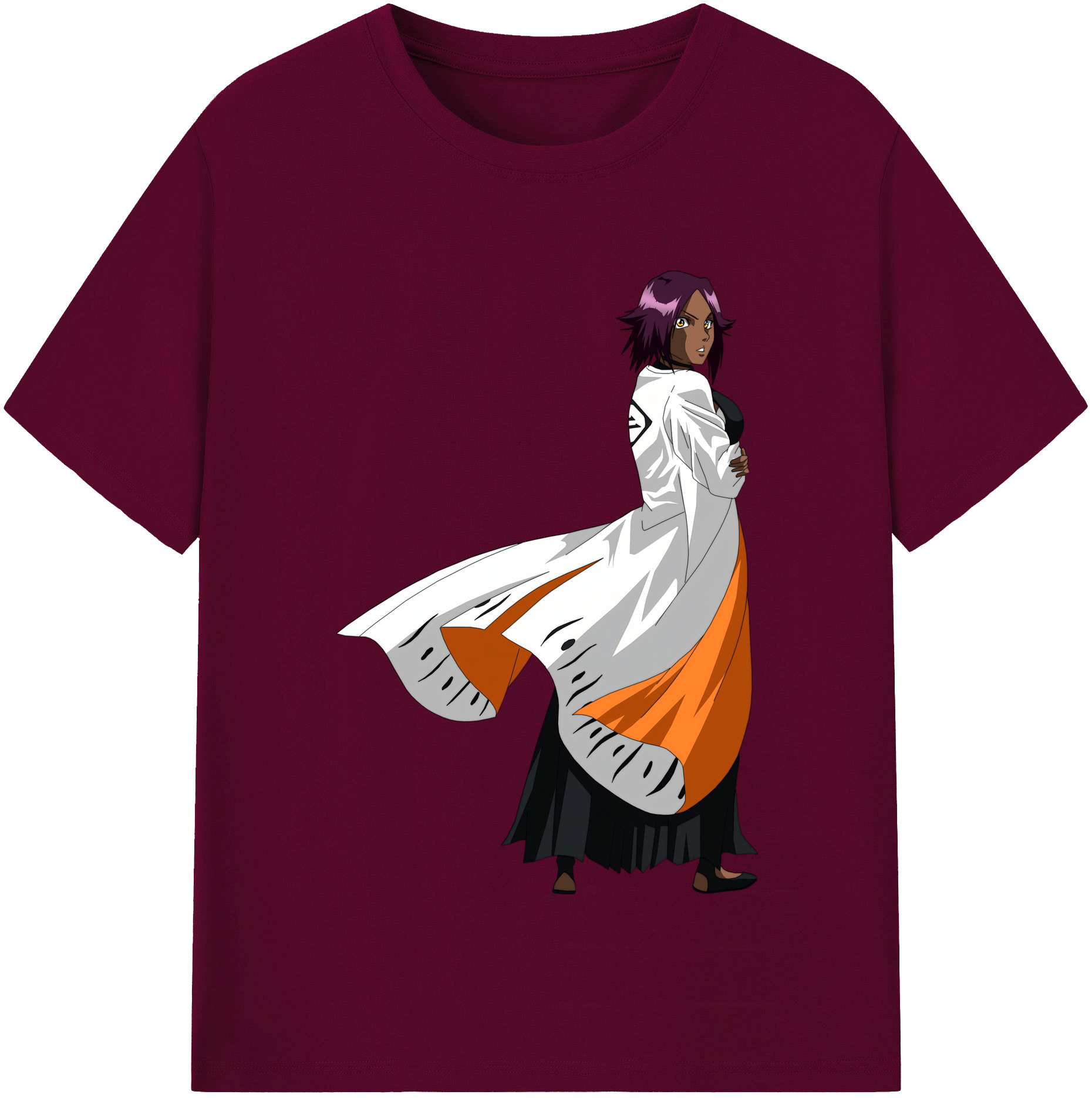 （画像用） ブリーチ 四楓院 夜一（しほういん よるいち） BLEACH Shihouin Yoruichi レディースカジュアルプリントTシャツ（綿100％）